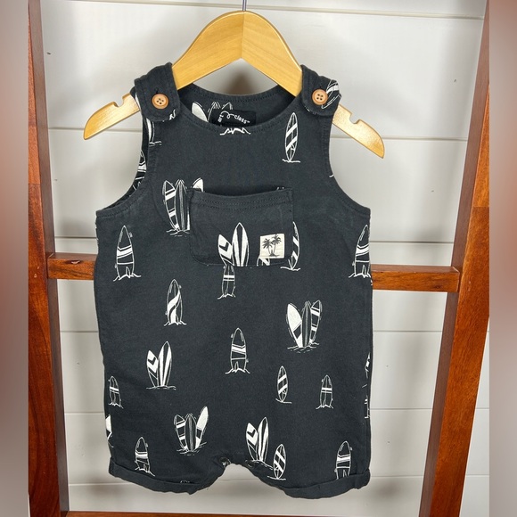 art class Other - Black Surfboard Print Baby Romper